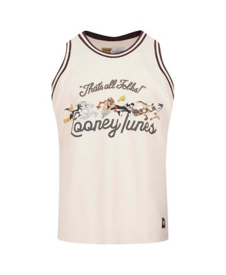 Men's Cream Looney Tunes That's All Folks Basketball Jersey
