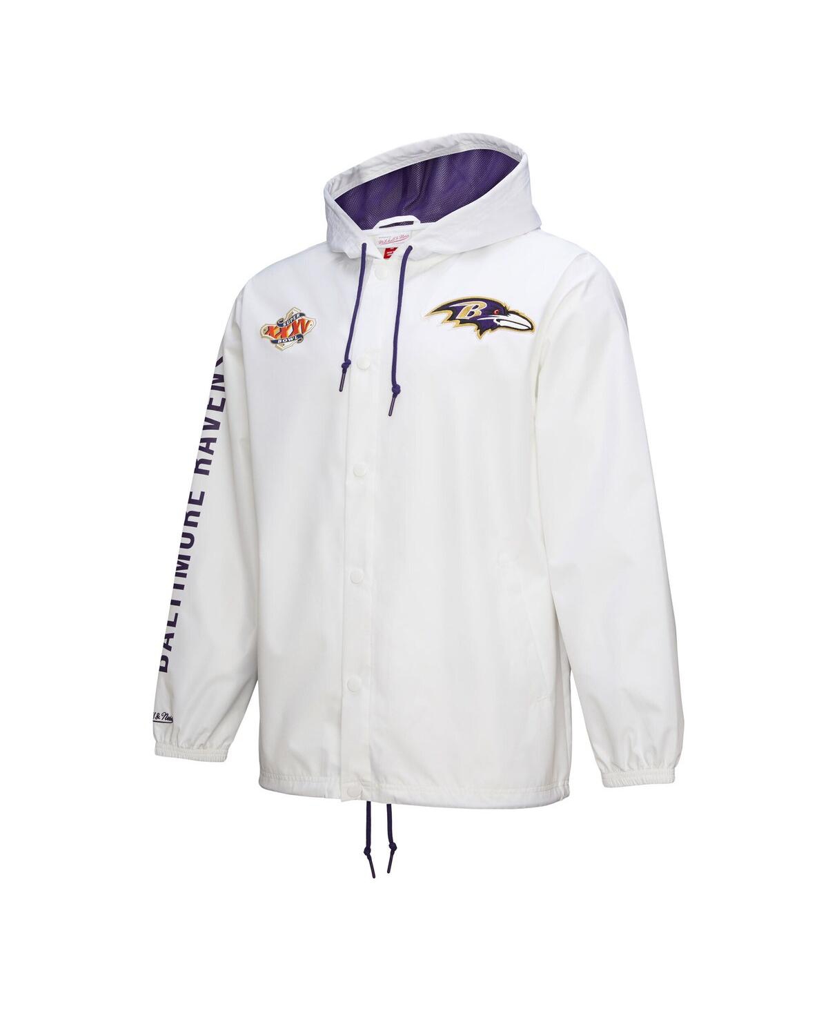 Mitchell & Ness White Baltimore Ravens Vintage Logo Coaches Full-snap Hoodie Jacket In White