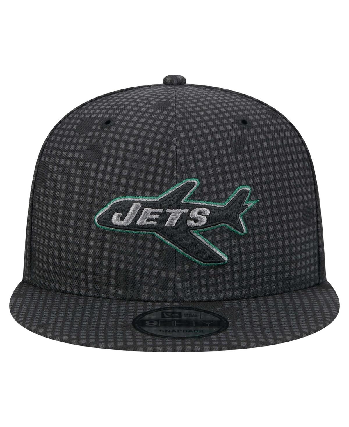 New Era Men's Black New York Jets Midnight Ink Pop Outline 9fifty Snapback Hat In Black