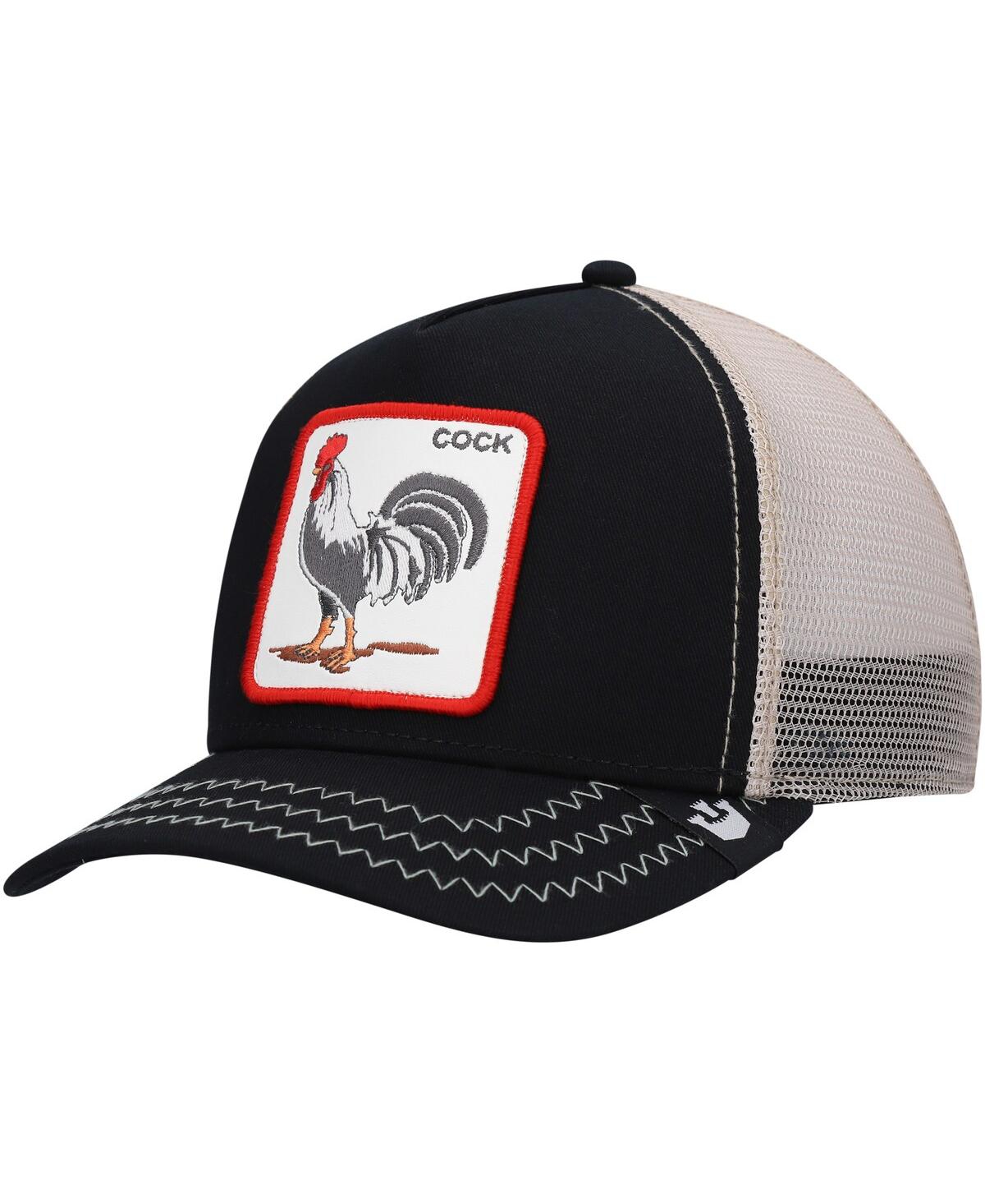 Men's Natural/Black The Rooster Trucker Snapback Hat - Black, Natural