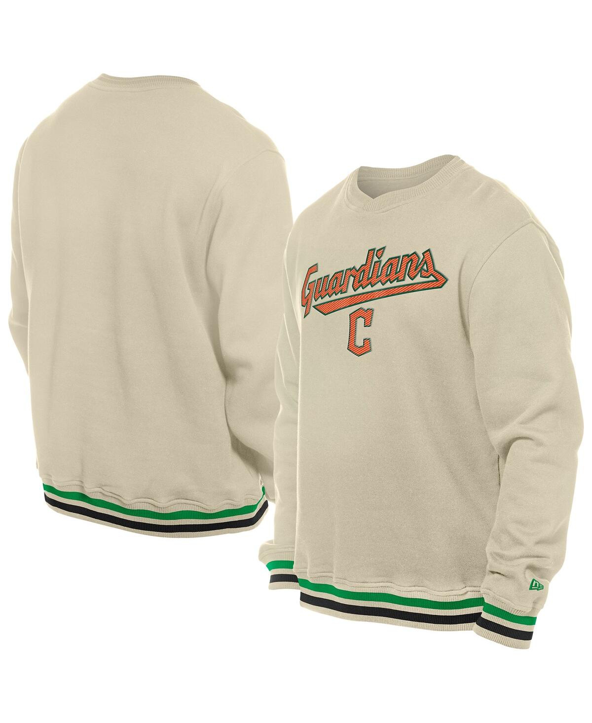 Shop New Era Men's Cream Cleveland Guardians St. Patrick's Day Twill Pullover Sweatshirt