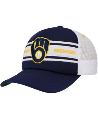 Mitchell & Ness - Men's Navy Milwaukee Brewers Sideline Trucker Adjustable Hat