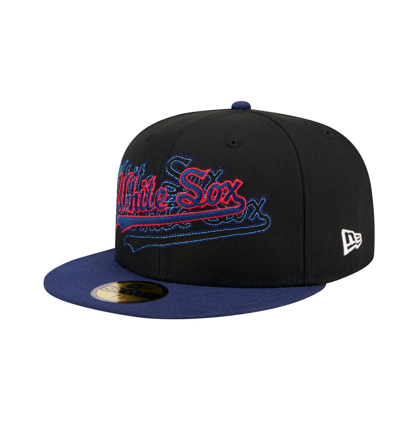 Мужская кепка New Era Black Chicago White Sox Shadow Stitch 59FIFTY Fitted Hat — фото 1