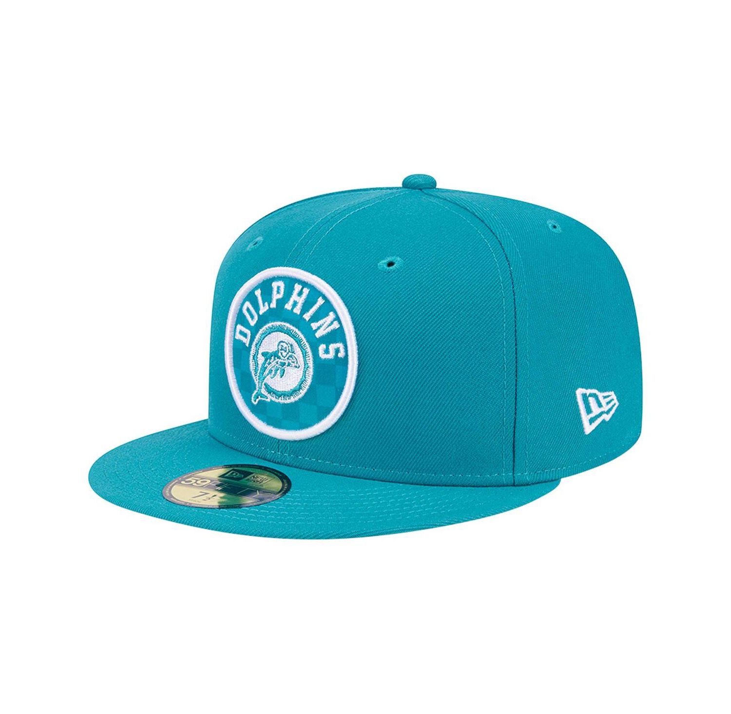 Men's Aqua Miami Dolphins Checkered 59FIFTY Fitted Hat
