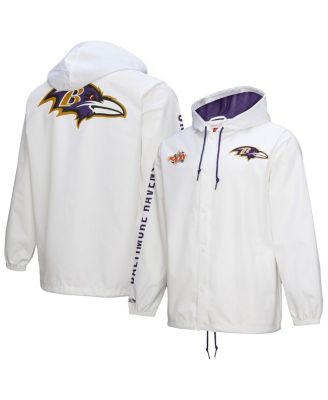 Mitchell & Ness - Men's White Baltimore Ravens Vintage Logo Coaches Full-Snap Hoodie Jacket