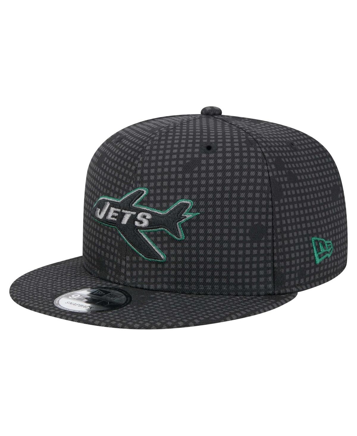 New Era Men's Black New York Jets Midnight Ink Pop Outline 9fifty Snapback Hat In Black