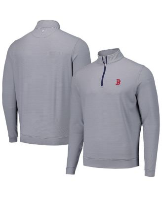 Peter Millar - Men's Navy Boston Red Sox Perth Sugar Stripe Performance Quarter-Zip Top