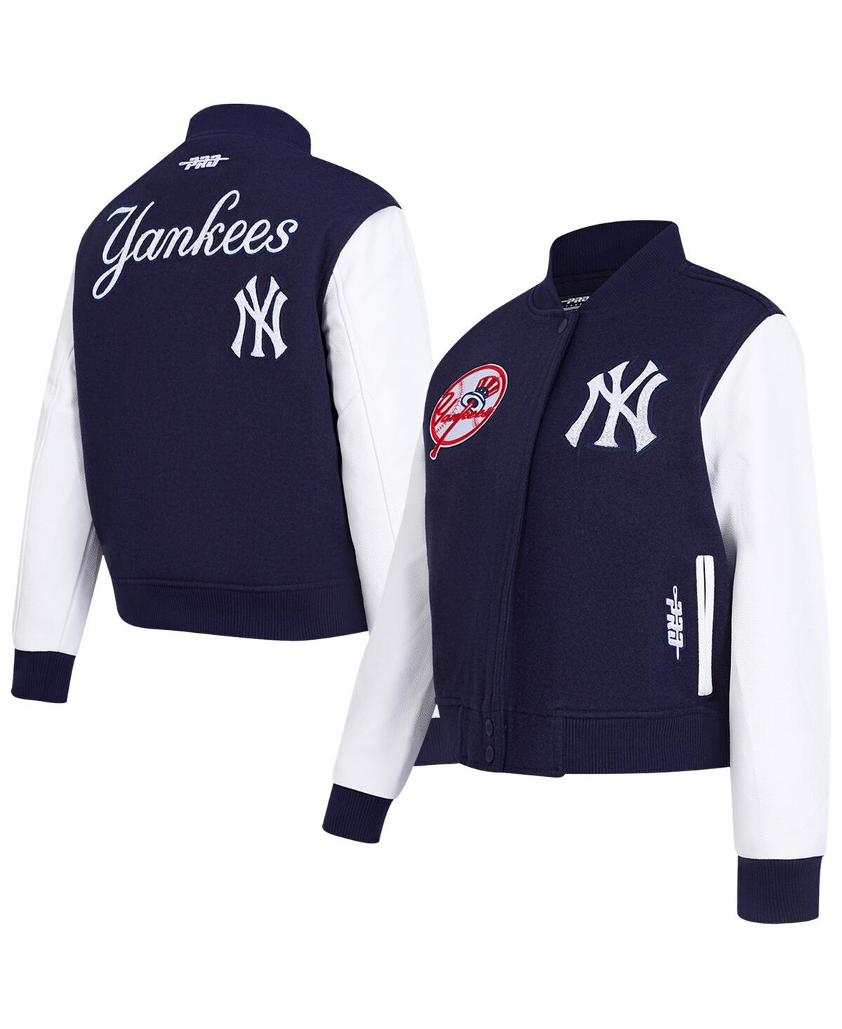 Women's Navy New York Yankees Game Day Classics Wool Varsity Jacket - Navy