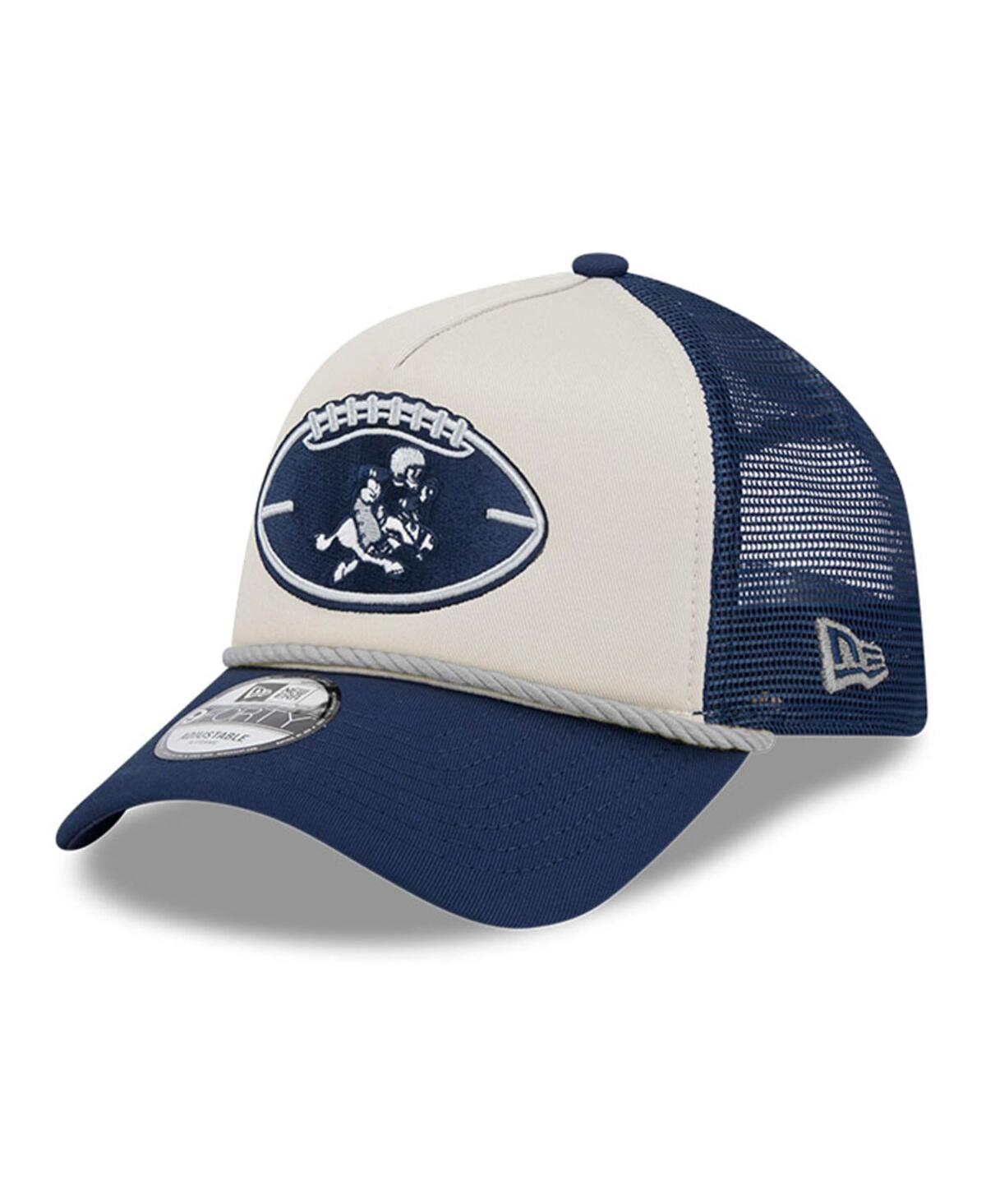New Era Big Boys And Girls Stone/navy Dallas Cowboys 2024 Sideline Historic 9forty A-frame Trucker Adjustabl In Stone,navy