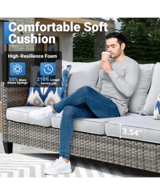 7-Piece Outdoor High-Back Wicker Sectional Sofa Set, All-Weather Rattan Patio Furniture for Garden, Backyard & Porch