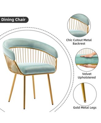 Mid Century Dining Chair, Velvet Upholstered Side Chair with Metal Legs for Makeup/Living Room (Set of 2)