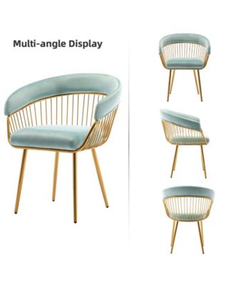 Mid Century Dining Chair, Velvet Upholstered Side Chair with Metal Legs for Makeup/Living Room (Set of 2)