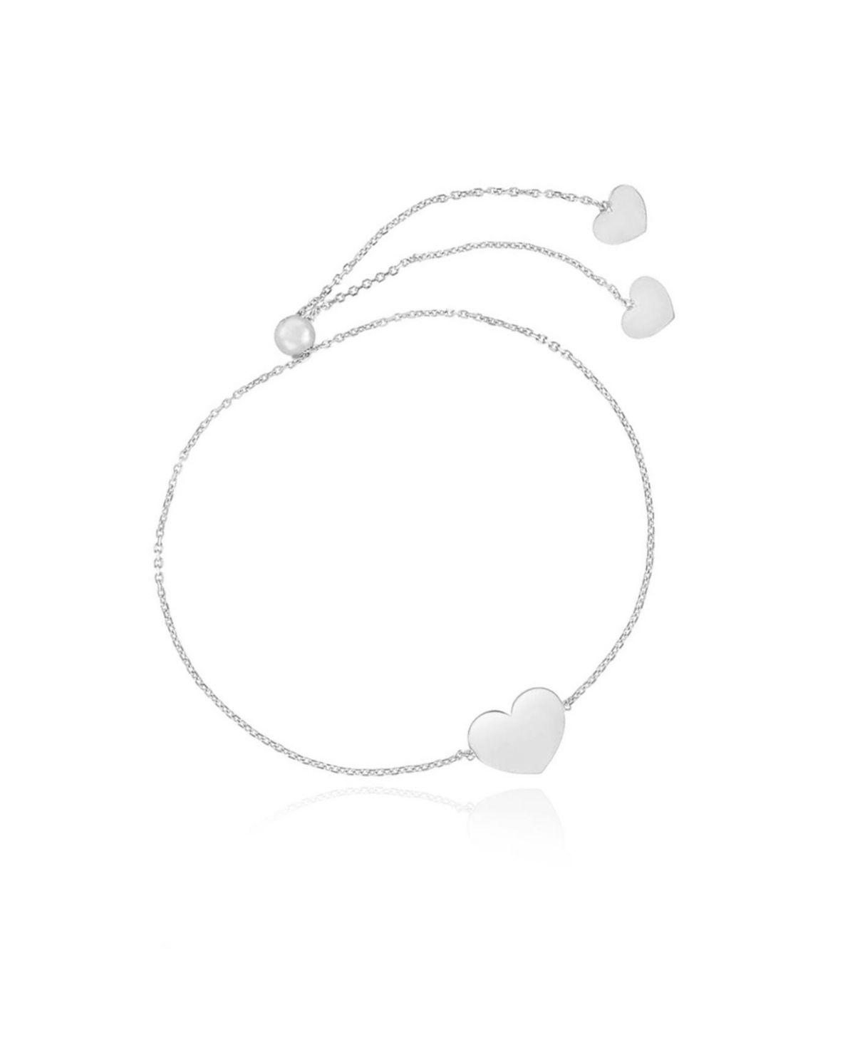 Gold Heart Bolo Bracelet 14K White Gold - White Gold