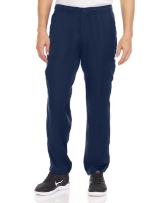 Men's 7 Pocket Stretch Scrub Semi Jogger Pants with Inside Drawstring and Mesh Gusset, Wine, Medium