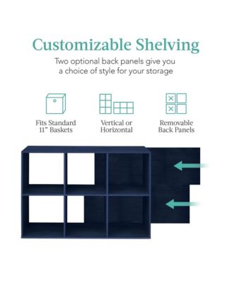 6-Cube Bookshelf, 11in Display Storage System, Organizer w/ Removable Back Panels