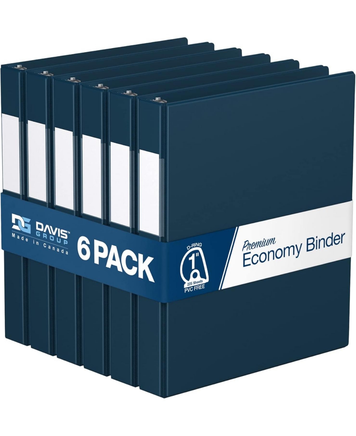 Premium Economy, Angle D Ring, Binder, 6 Pack (Orange, 1") - Navy