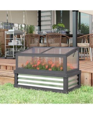 Raised Garden Bed with Wooden Cold Frame, 41" x 22.5" x 28.25"