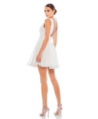 Women's Ruffle V Neck Fit & Flare Mini Dress