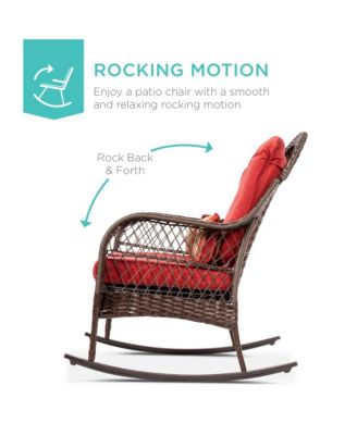 Outdoor Wicker Rocking Chair for Patio, Porch w/ Steel Frame, Weather-Resistant Cushions