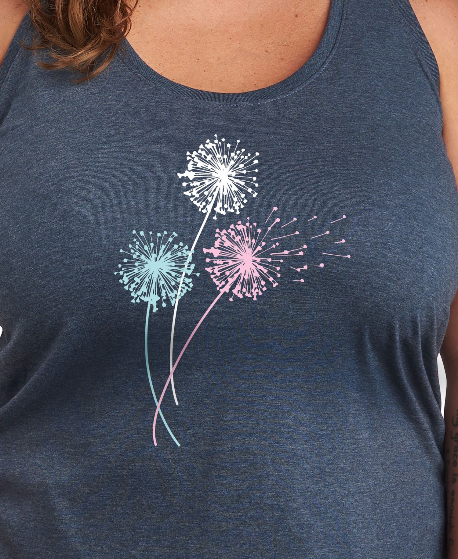 Plus Size Pastel Dandelions Graphic Tank Top