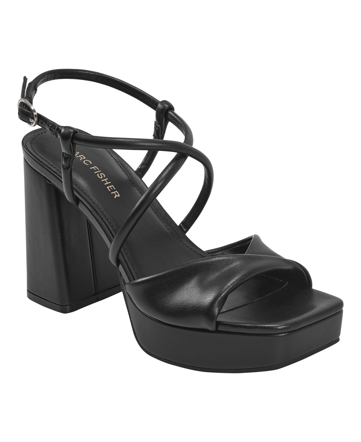 Women's Glady Crisscross High Block Heel Platform Sandals - Black