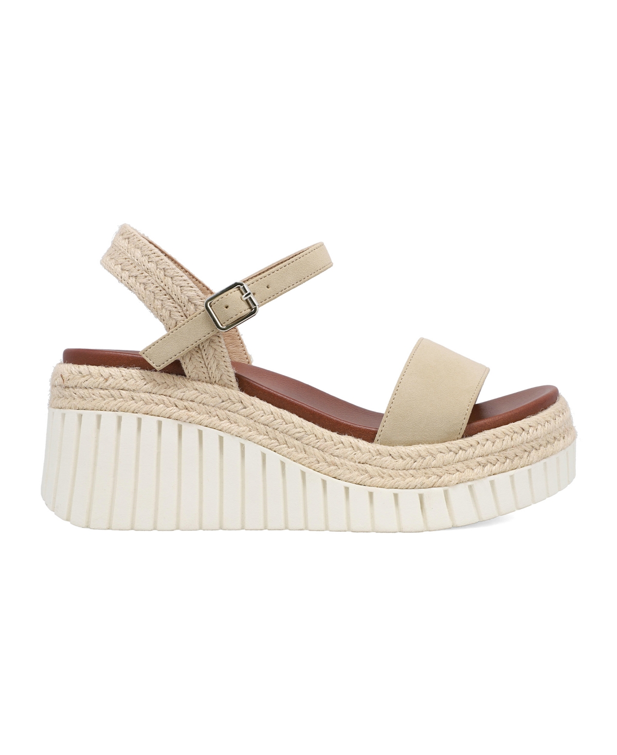 Mia Yanis Ankle Strap Platform Wedge Sandal In Sand