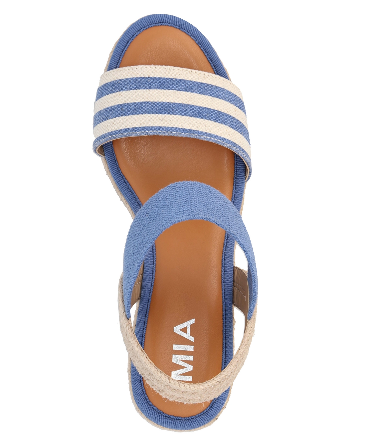 Shop Mia Women's Brittni Round Toe Wedge Sandals In Natural,offwhite,navy