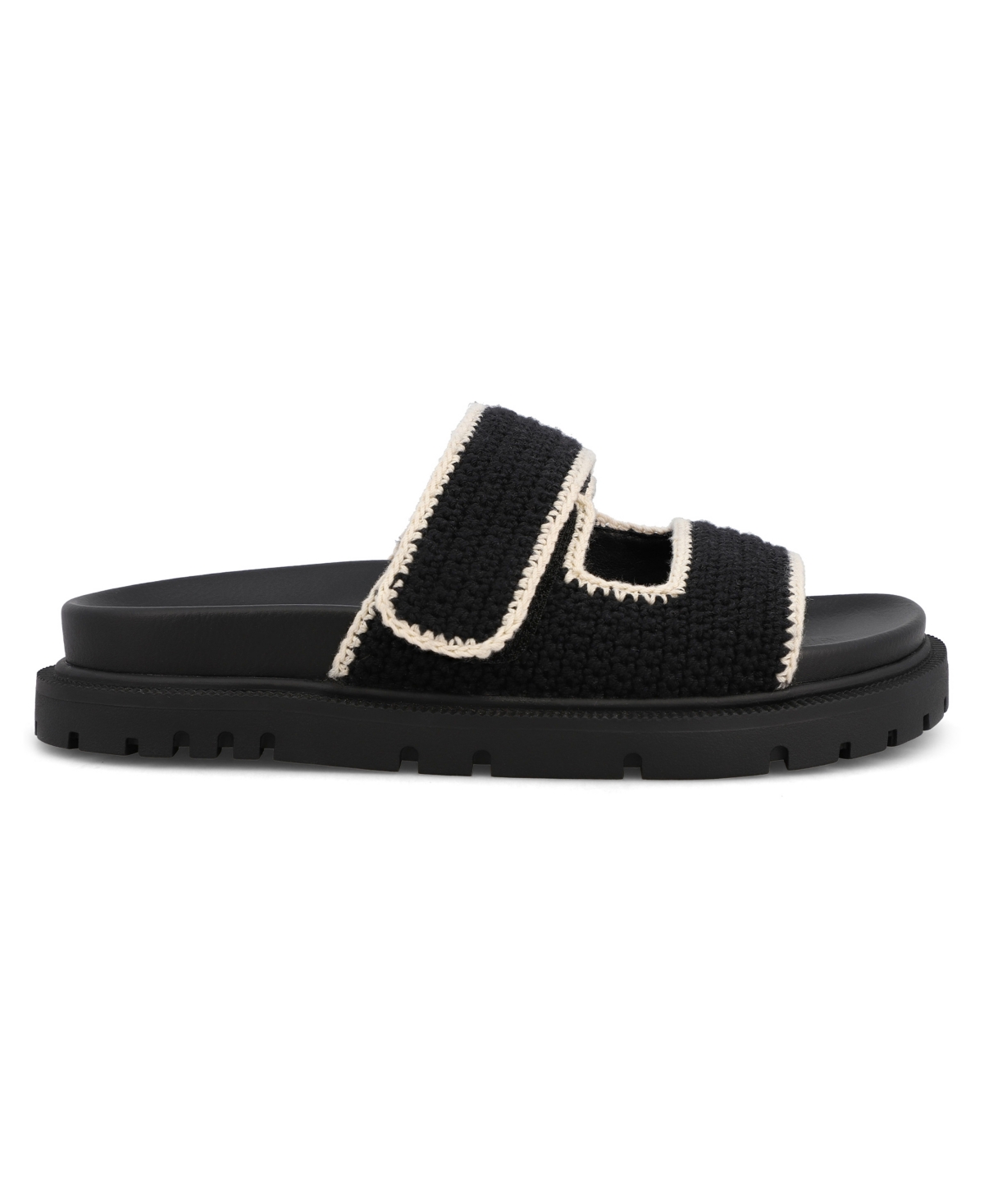 Mia Gabri Knit Sandal In Black,cream