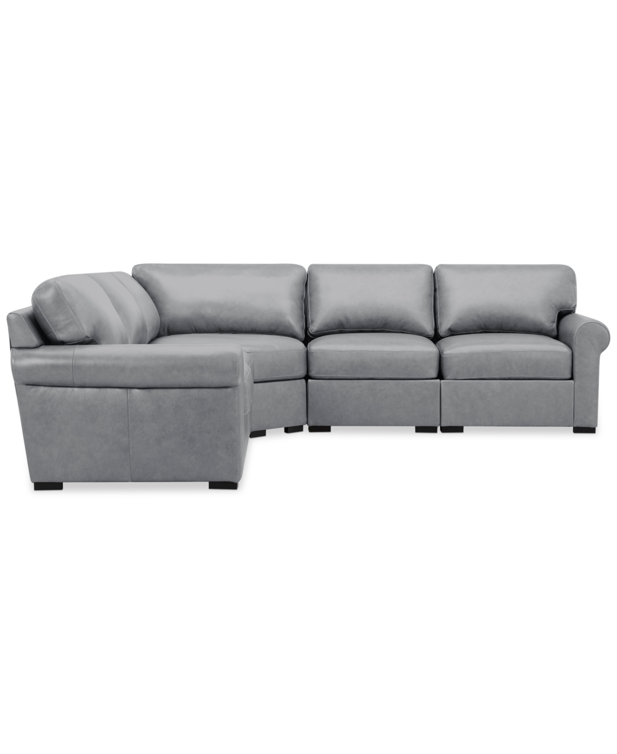 Macy's Radley Roll Arm 117" 5-pc. Leather Wedge Corner L Sectional, Exclusively At