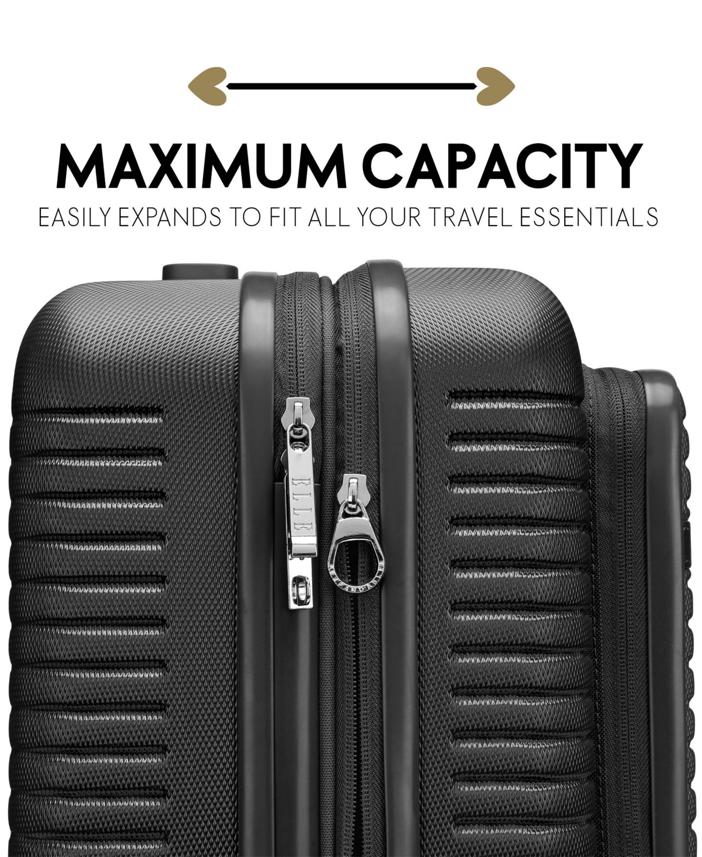 Чемодан ELLE Escape 22.5" Expandable Carry-On Suitcase with Front Laptop Pocket, цвет: Чёрный — фото 3