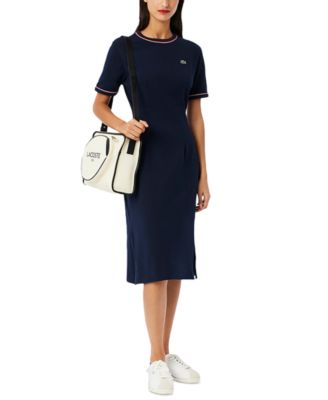 ★LACOSTE★ Women's flared short sleeve shirt dress burgundy Chiclily Women's 2XL Summer Sundress, Casual T-Shirt Dress