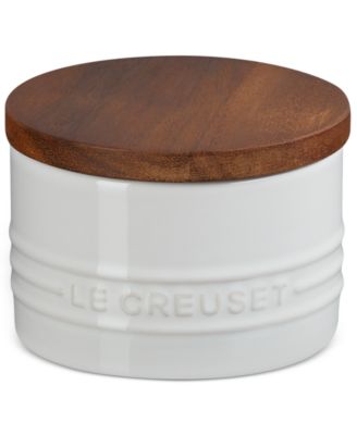 Stoneware Signature Salt Cellar with Wood Lid, 7-Oz.