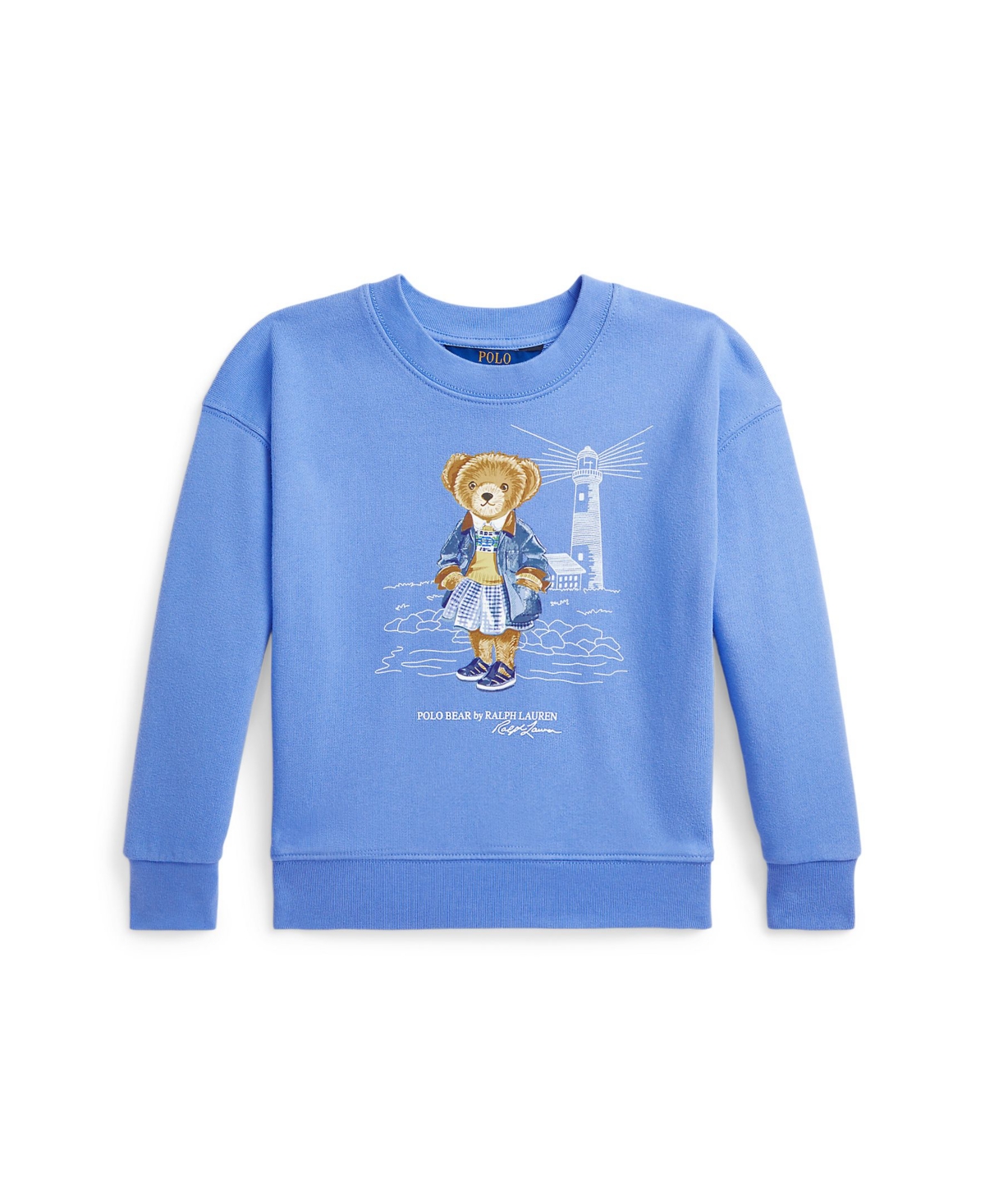 Polo Ralph Lauren Toddler and Little Girls Polo Bear Terry Sweatshirt - Harbor island blue