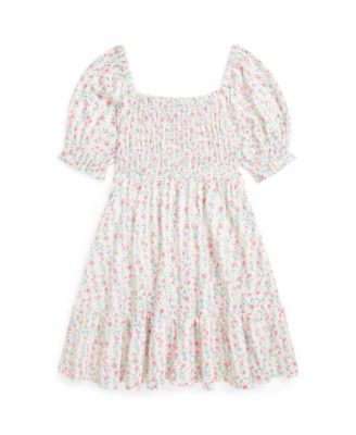 Toddler and Little Girls Floral Smocked Jersey Dress