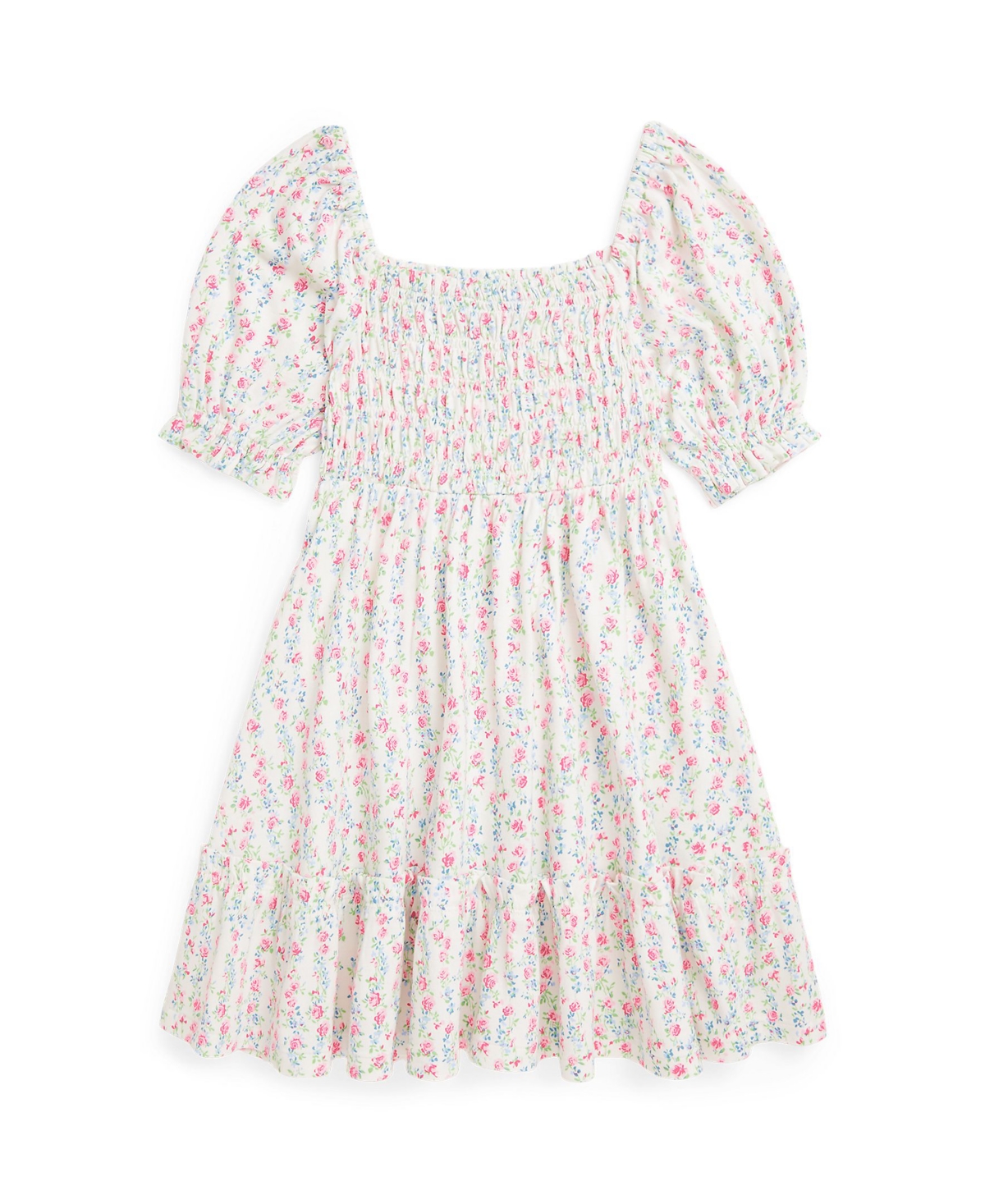 Polo Ralph Lauren Floral Smocked Cotton Jersey Dress In Meadow Floral