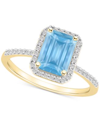 Lab-Created Ruby (2 ct. t.w.) & Lab-Created White Sapphire (1/4 ct. t.w.) Emerald-Cut Halo Ring in 10k Gold (Also in Additional Gemstones)