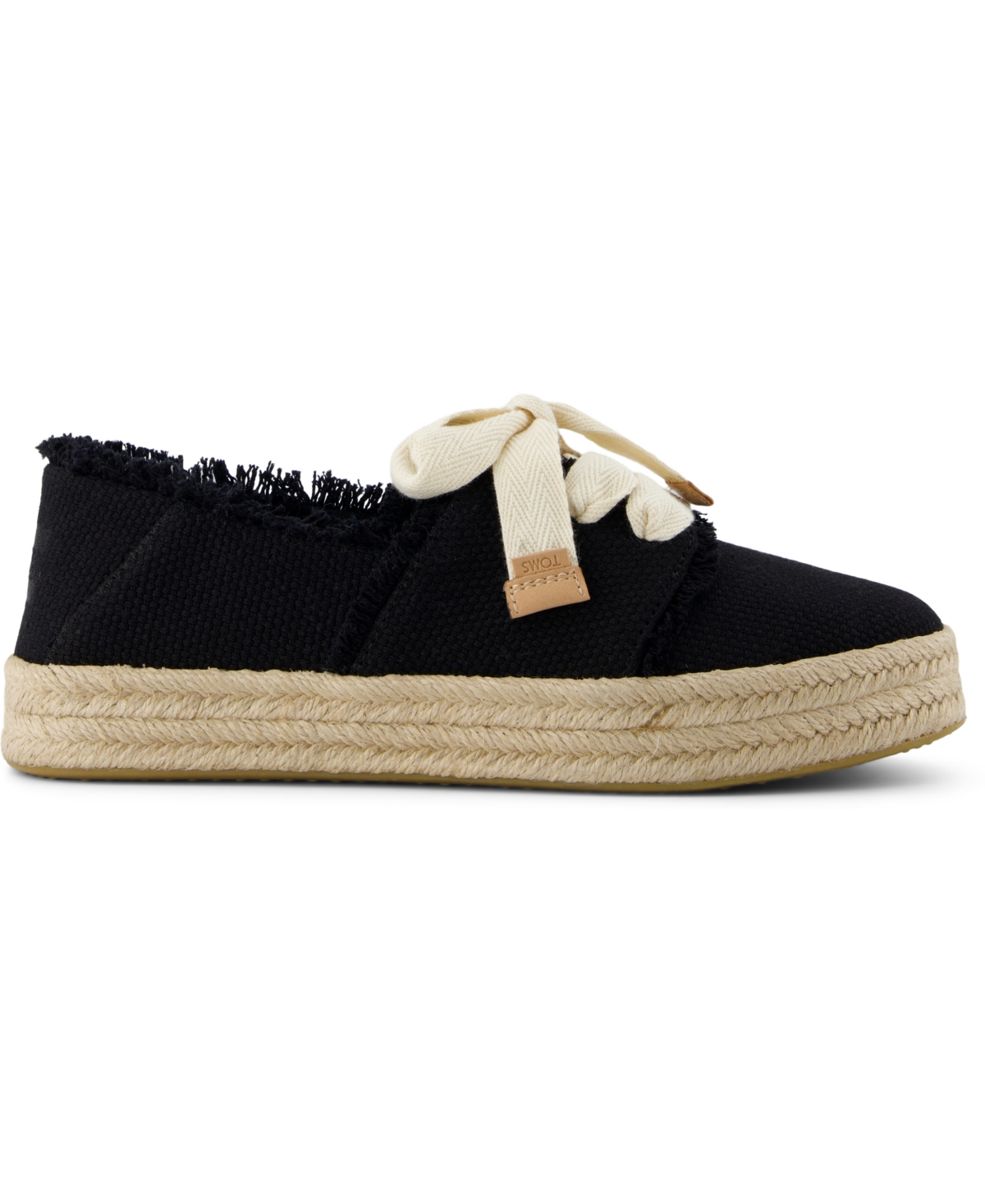 Shop Toms Women's Carolina Lace-up Espadrille Sneakers In Black Beachside Woven,fray