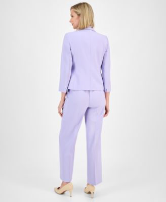 Women's Shawl-Collar One-Button Jacket & Pull-On Straight-Leg Pants, Regular & Petite
