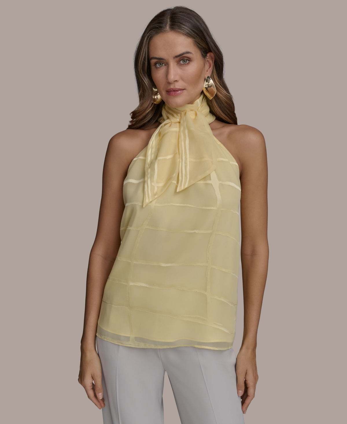 Women's Tie-Neck Halter Top - Cream