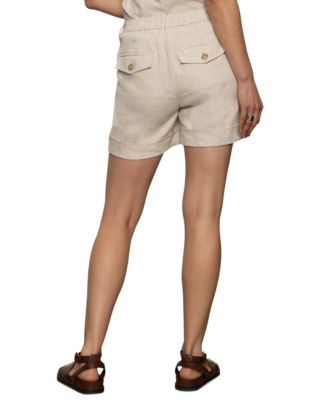 Women's Caravan Linen Mid Rise Cuffed Shorts