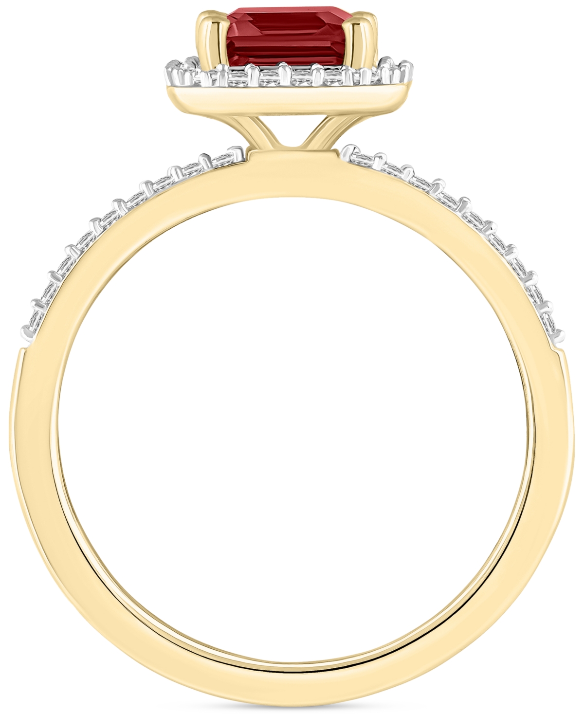 Macy's Blue Topaz (2 Ct. T.w.) & Lab Created White Sapphire (1/4 Ct. T.w.) Statement Ring In 10k Yellow Gol In Garnet