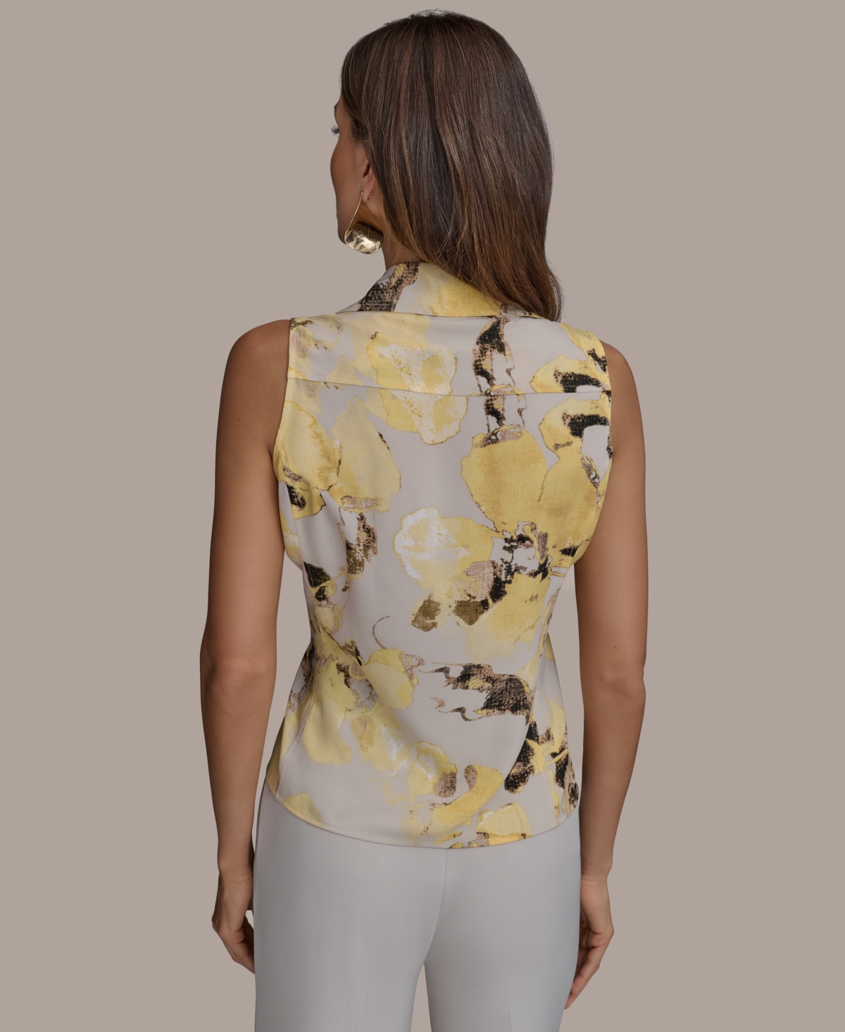 DONNA KARAN WOMEN'S SLEEVELESS BUTTON-FRONT BLOUSE, REGULAR & PETITE SIZES 