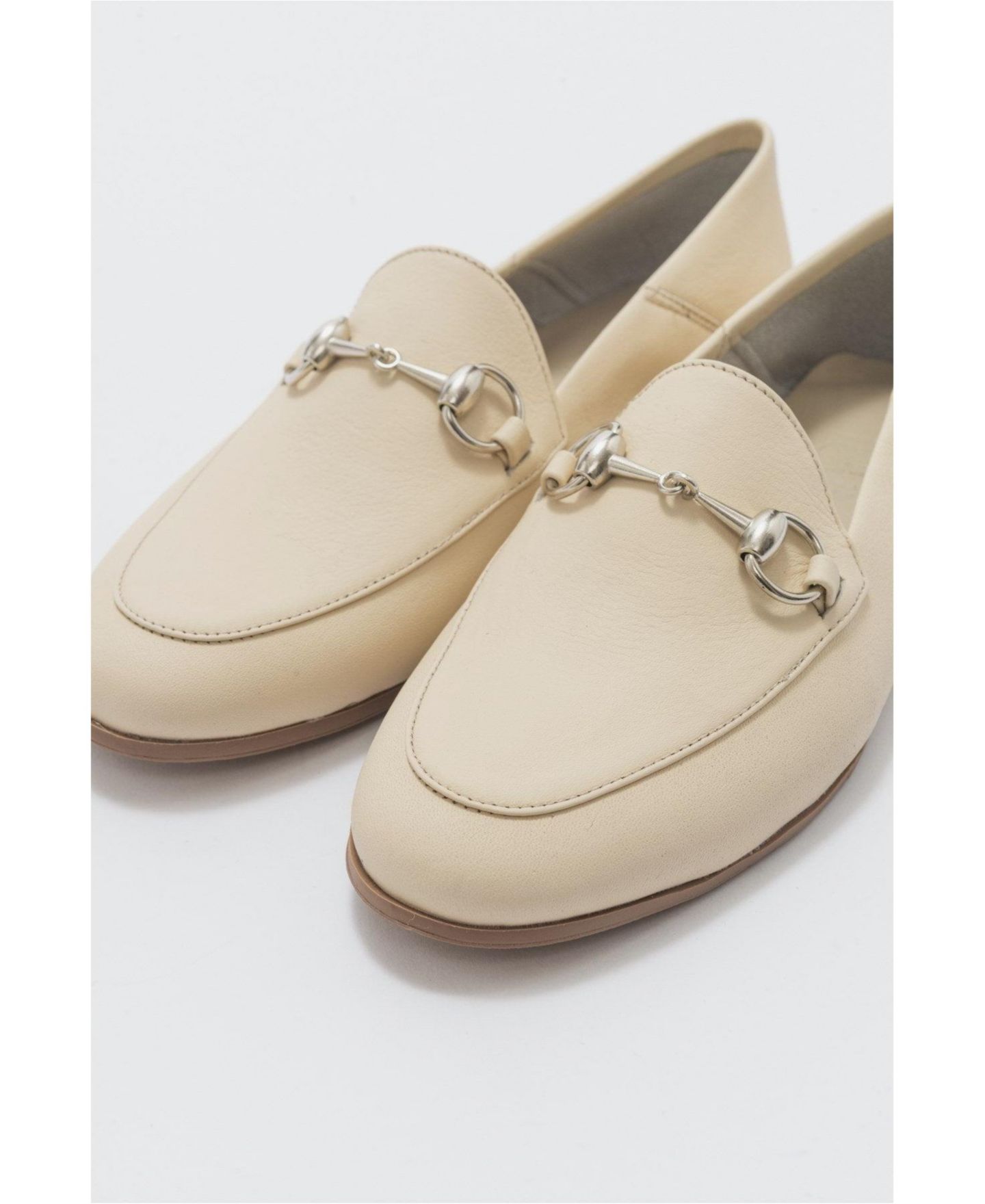 Женские туфли Forever & Always Shoes Penny Leather Horsebit, цвет: Бежевый кожаный — фото 2