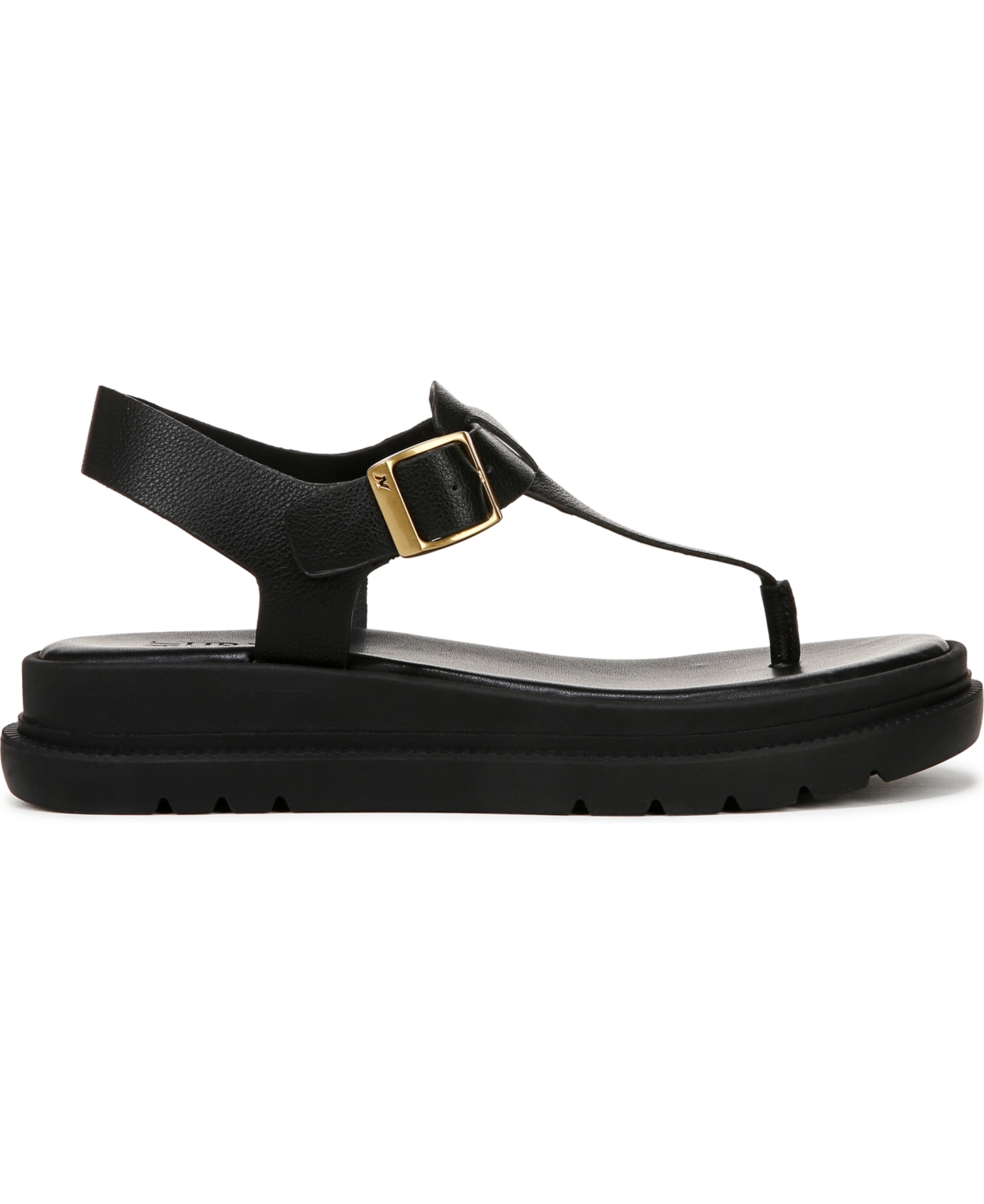 Naturalizer Alyssa T-strap Platform Sandal In Black Faux Leather