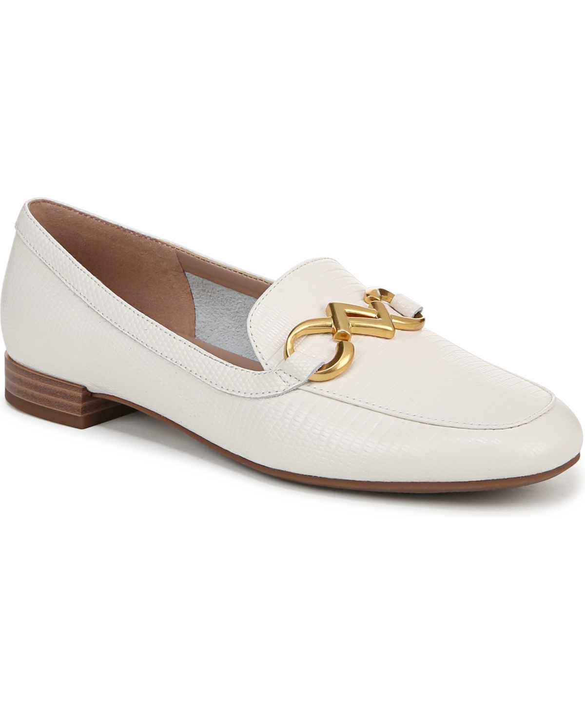 Naturalizer Jovie Bit Loafer In Warm White Lizard Embossed Leather