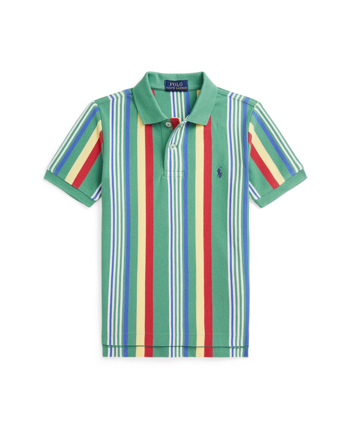 Polo Ralph Lauren Striped Cotton Mesh Polo Shirt In Haven Green Multi