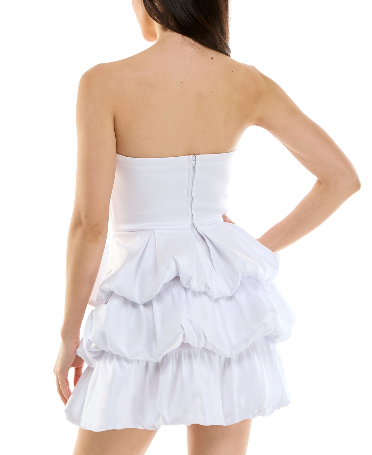 KATIA RAE WOMEN'S STRAPLESS SATIN BUBBLE-SKIRT MINI DRESS 