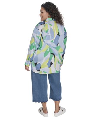 Plus Size Geometric Print Blouse 