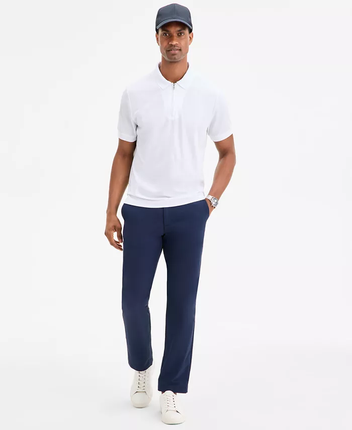 Men's Ottoman Short Sleeve Textured Quarter-Zip Polo Shirt - thumbnail 3