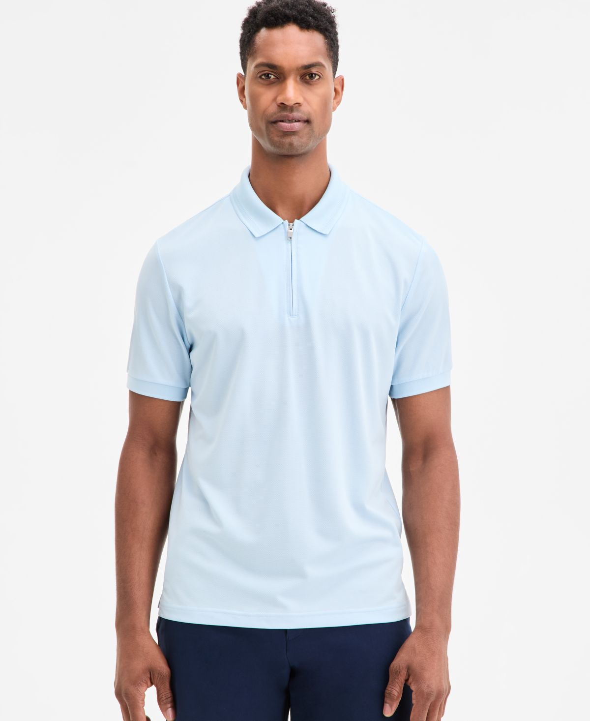 Мужская текстурированная рубашка поло Ottoman с коротким рукавом и застежкой на четверть молнии, эксклюзивно от Macy's